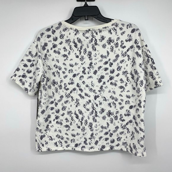 Vince Camuto Top Ivory Gray Snake Print Elbow Sleeve French Terry NWT - Picture 8 of 10